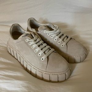 Bueno Talia Suede Platform Sneakers in shade Fawn Suede.